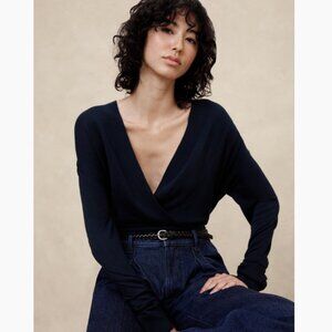 NWOT Banana Republic Wrap-Front Pullover Sweater Color: Preppy Navy, XS